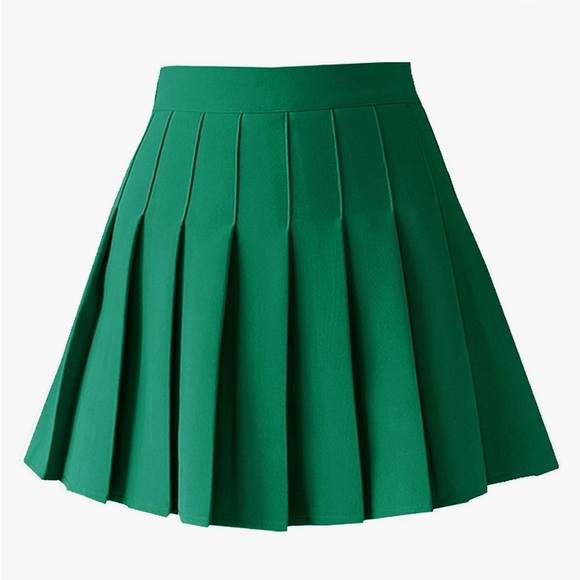 Dresses & Skirts - Green Pleated Mini Skirt,Tennis skirt, Built In shorts, school girl skirt, Large